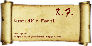 Kustyán Fanni névjegykártya